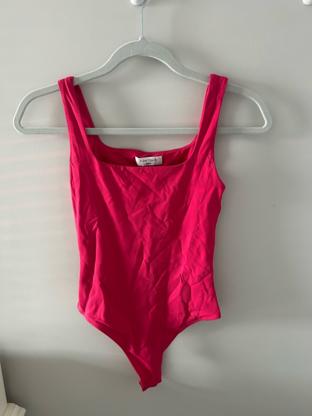 Aritzia Hot Pink Square-Neck Contour Bodysuit